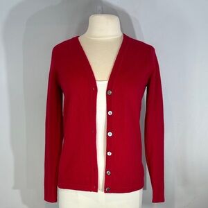 Lauren Hansen red  100% cashmere v-neck cardigan size small